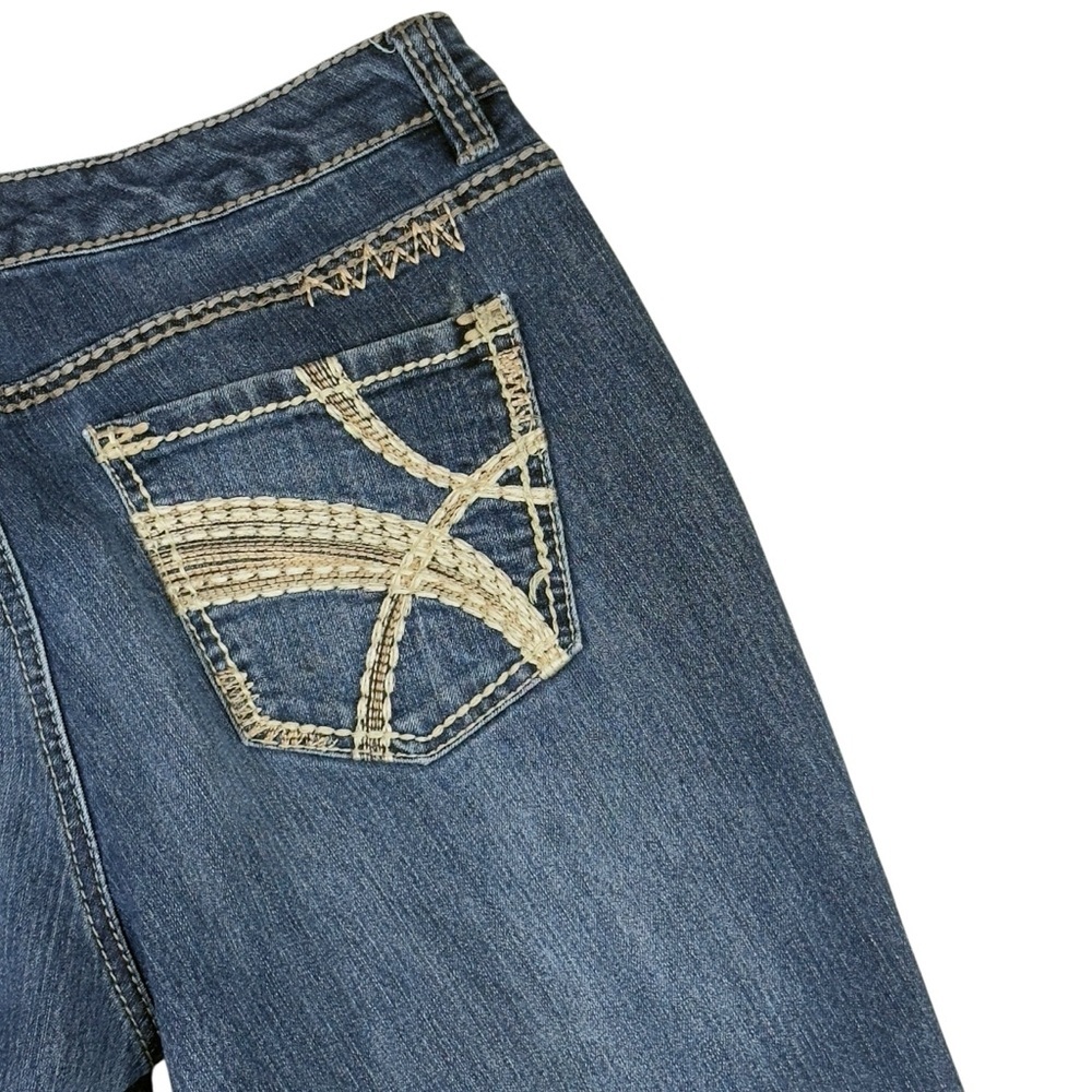 Nine West Vintage America Collection Bootcut Med Wash Gold Stitch Jeans SZ 29 - Picture 6 of 14